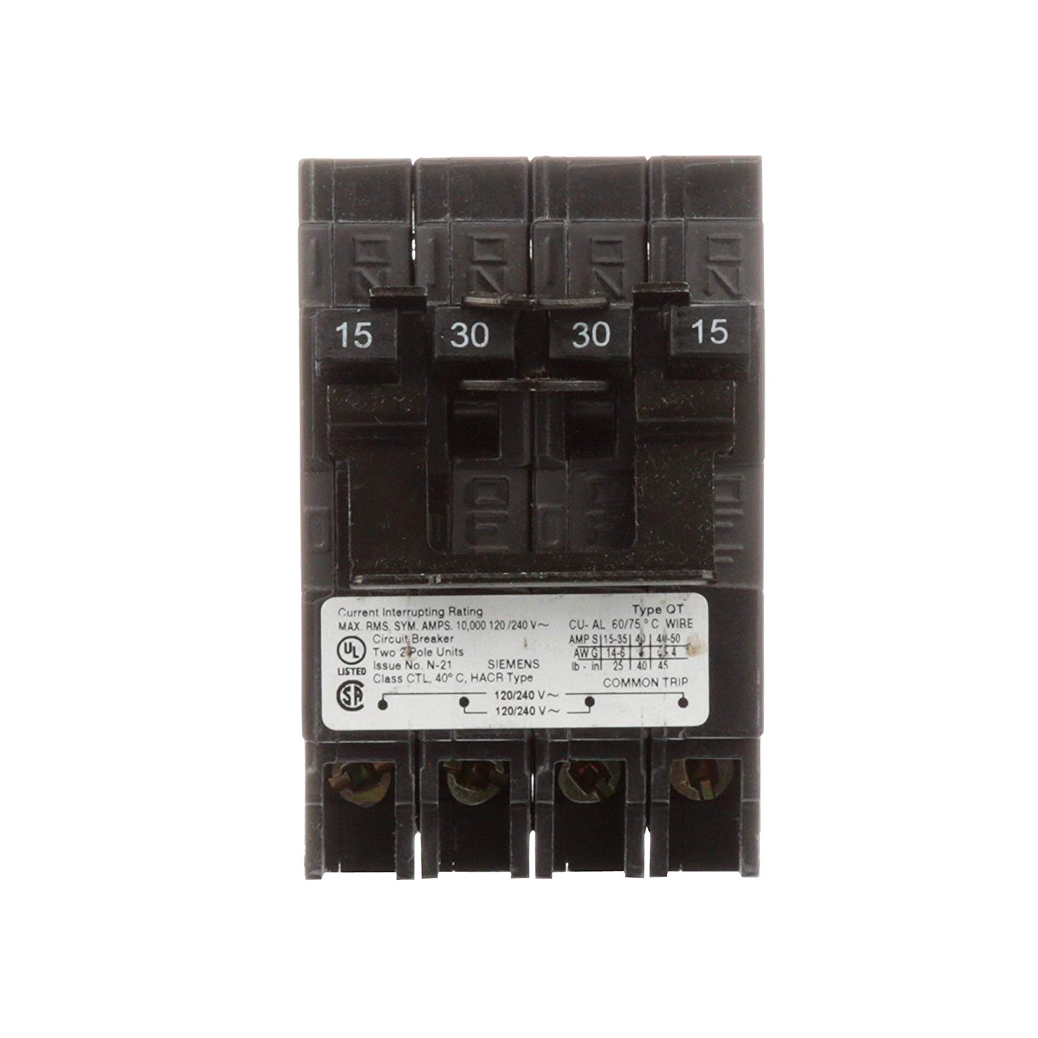 SIEMENS Q21530CT2 N 15A 240V 4P NEW QUAD
