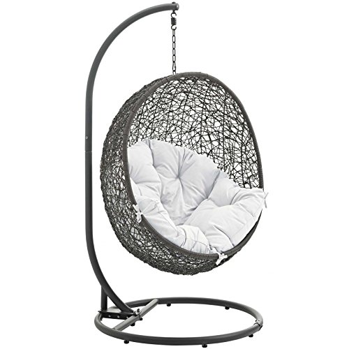 Details About Modway Hide Outdoor Patio Swing Chair With Stand Gray White