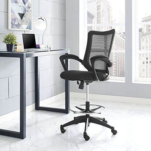 Modway Project Drafting Chair In Black Reception Desk Chair