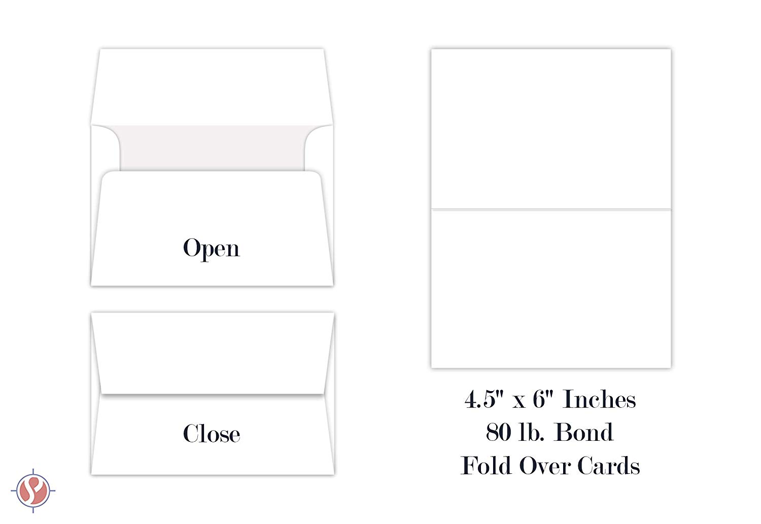 White Blank Greeting Fold Over Cards 80lb, 4 1/2 X 6 Inches Cards - Set ...