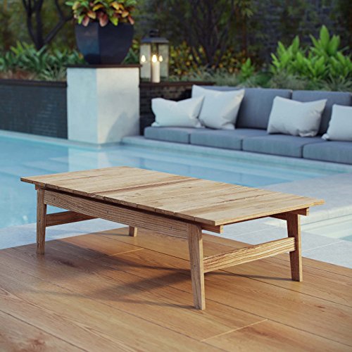 Modway Bayport Teak Wood Outdoor Patio Coffee Table in Natural eBay