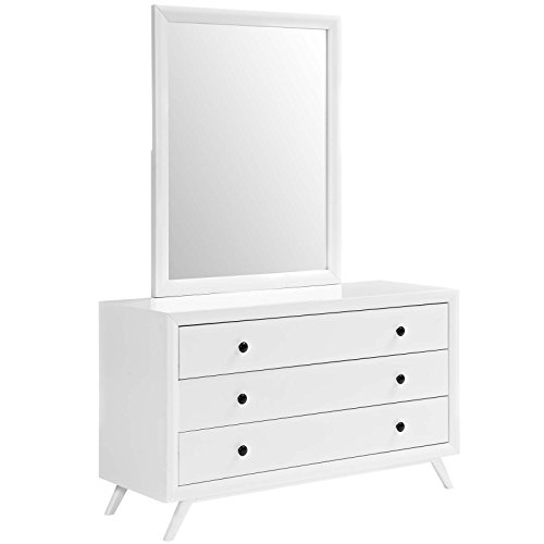 Modway Tracy Mid Century Modern Dresser And Mirror In White