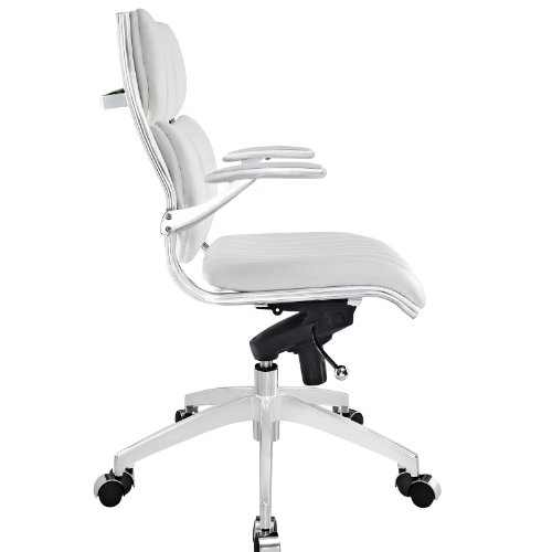 Modway Escape Ribbed Faux Leather Ergonomic Swivel Office Chair in