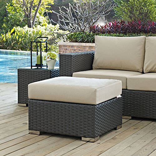 Modway Sojourn Outdoor Patio Rattan Ottoman With Sunbrella Brand